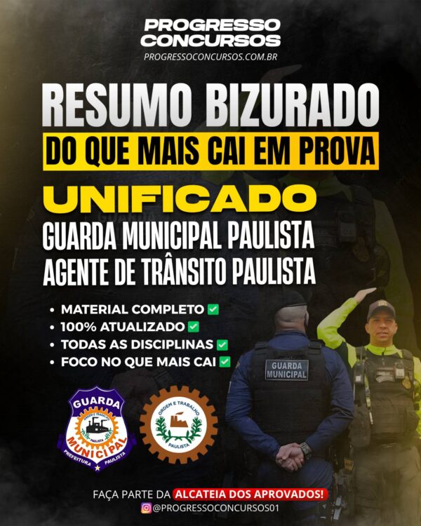 RESUMO BIZURADO DO QUE MAIS CAI EM PROVA "UNIFICADO" GCM E AGENTE DE TRÂNSITO DE PAULISTA-PE